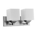 Sunlite Square Shade Vanity Fixture, 6-in. Wall Mount, E26, A19 60W Max, Frosted Glass, Brshd Nckl 2-Lghts 81323-SU